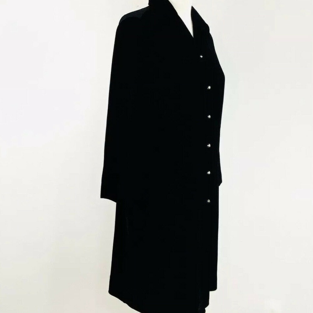 J Jill Black Velvet and Lace Back Silver Round Button Hardware Shirt Dress Sz M - Picture 5 of 8